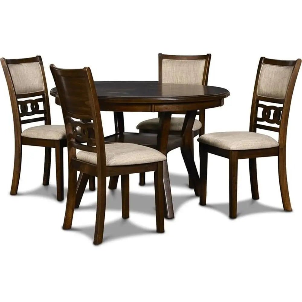 Solid Wood 5-Piece Round Dining Set For Kitchen And Dining