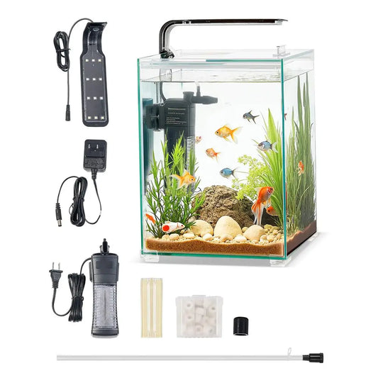 XMSJ Smart Fish Tank Aquarium Self-Cleaning System With 3-Color Lighting