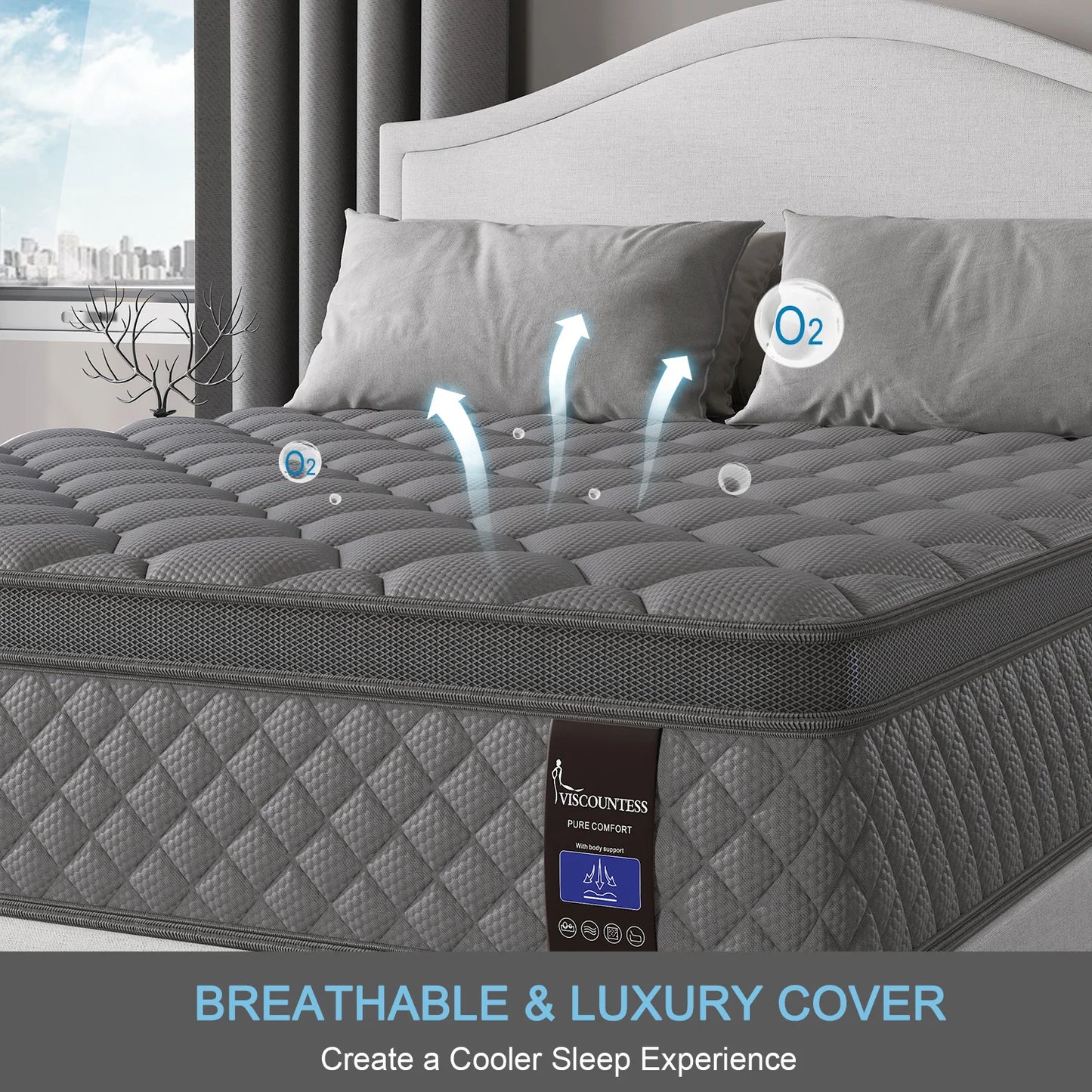 Viscountess Hybrid Memory Foam Mattress in a Box Euro Top Medium Firm