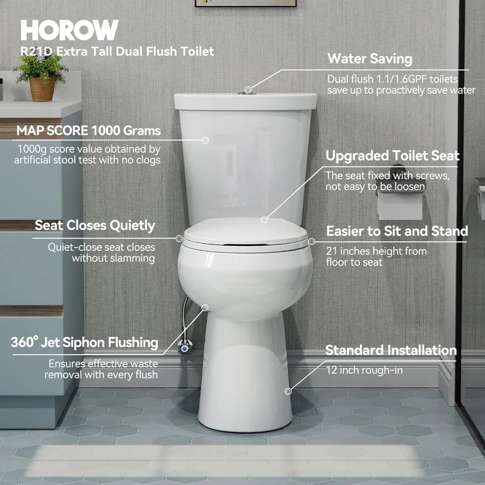 Dual-Flush Two-Piece Toilet With Comfortable Seat And Performance