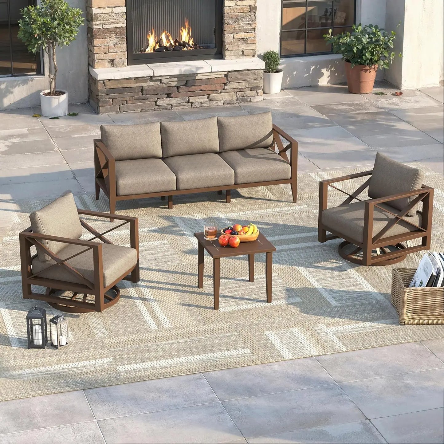XIAOLANG Aluminum Outdoor Patio Furniture Set With Swivel Chairs