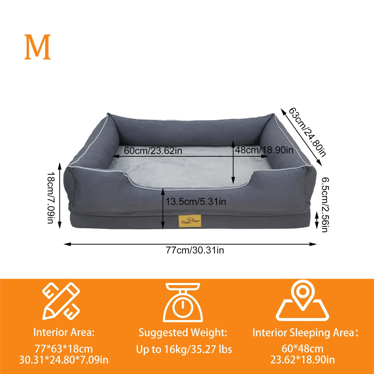 Bingopaw Orthopedic Dog Bed With Bolster And Waterproof Removable Cover The Pet & Home Store