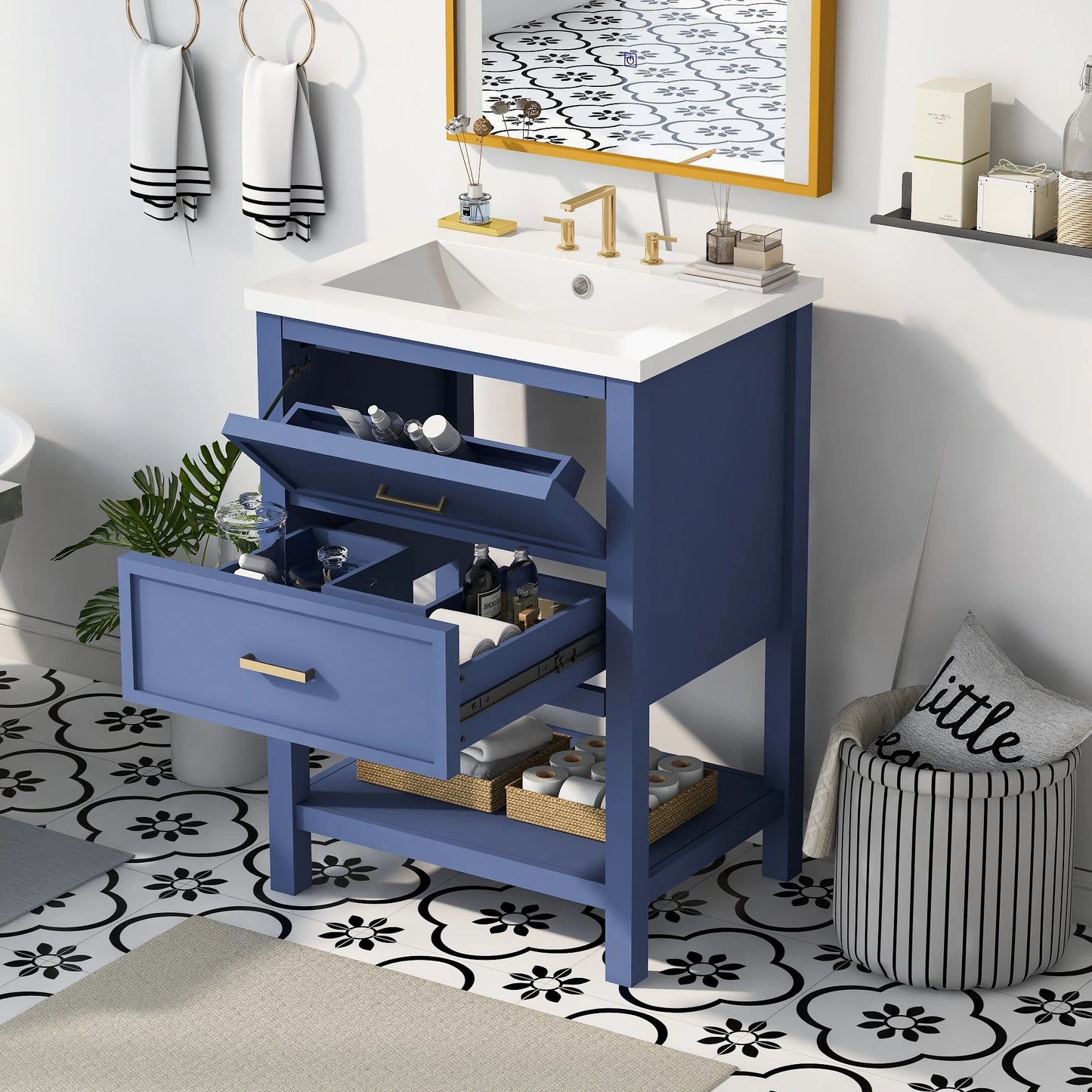 Sh.Kl Bathroom Vanity With Top Sink Free Standing Drawers