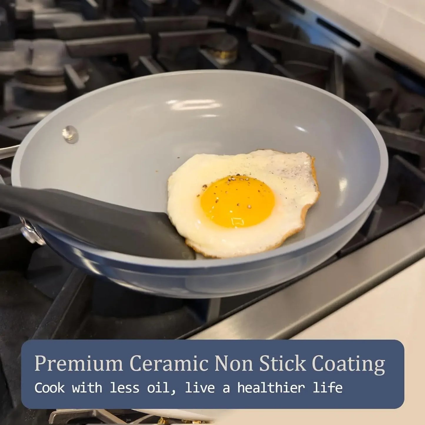 Ceramic Nonstick Cookware Set With Lids PFAS-Free G7 Coating