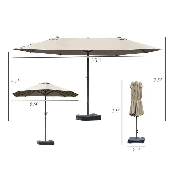 Outsunny Double Sided Patio Umbrella With Base And Crank