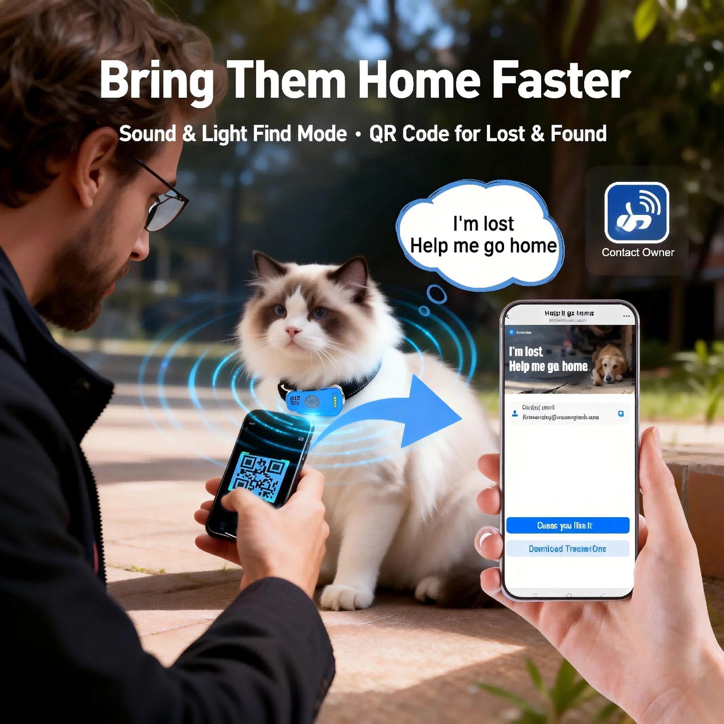 WANWAYTECH GPS Pet Tracker for Dogs RealTime Location QR Code