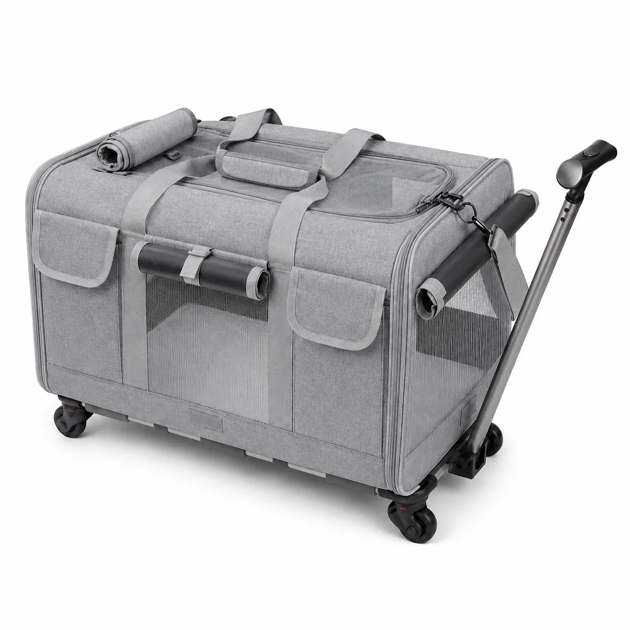 XMSJ Cat Dog Carrier With Wheels Travel Roller Bag