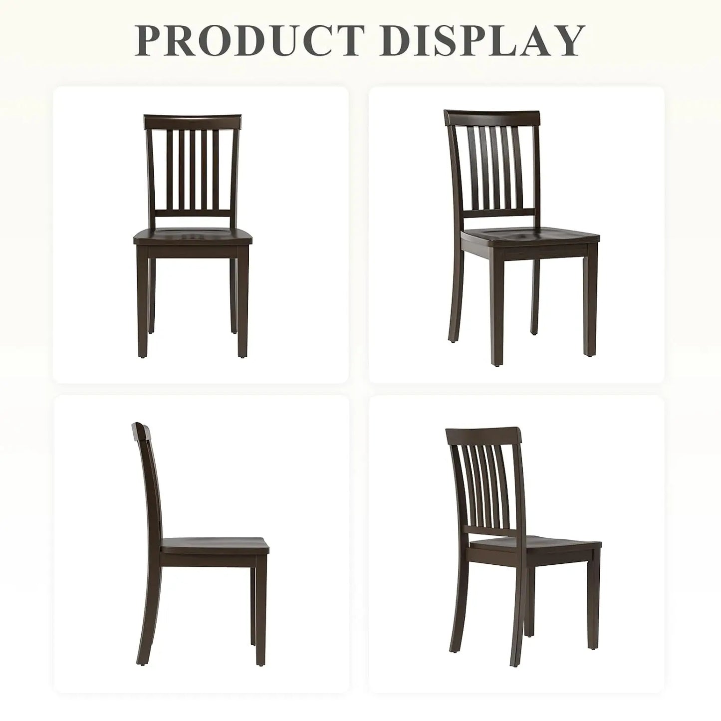 Farmhouse Solid Wood Dining Chairs Set of 6, Spindle High Backrest & 17.3in Wide Seat for Rustic Kitchen, Custom