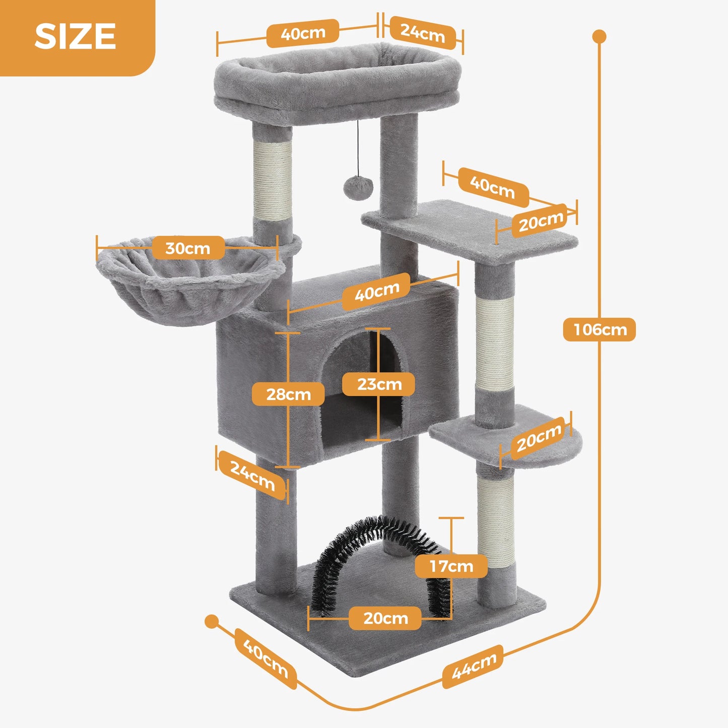 PAWZ Road Cat Tree With Toy Tower Plush Perch Hammock