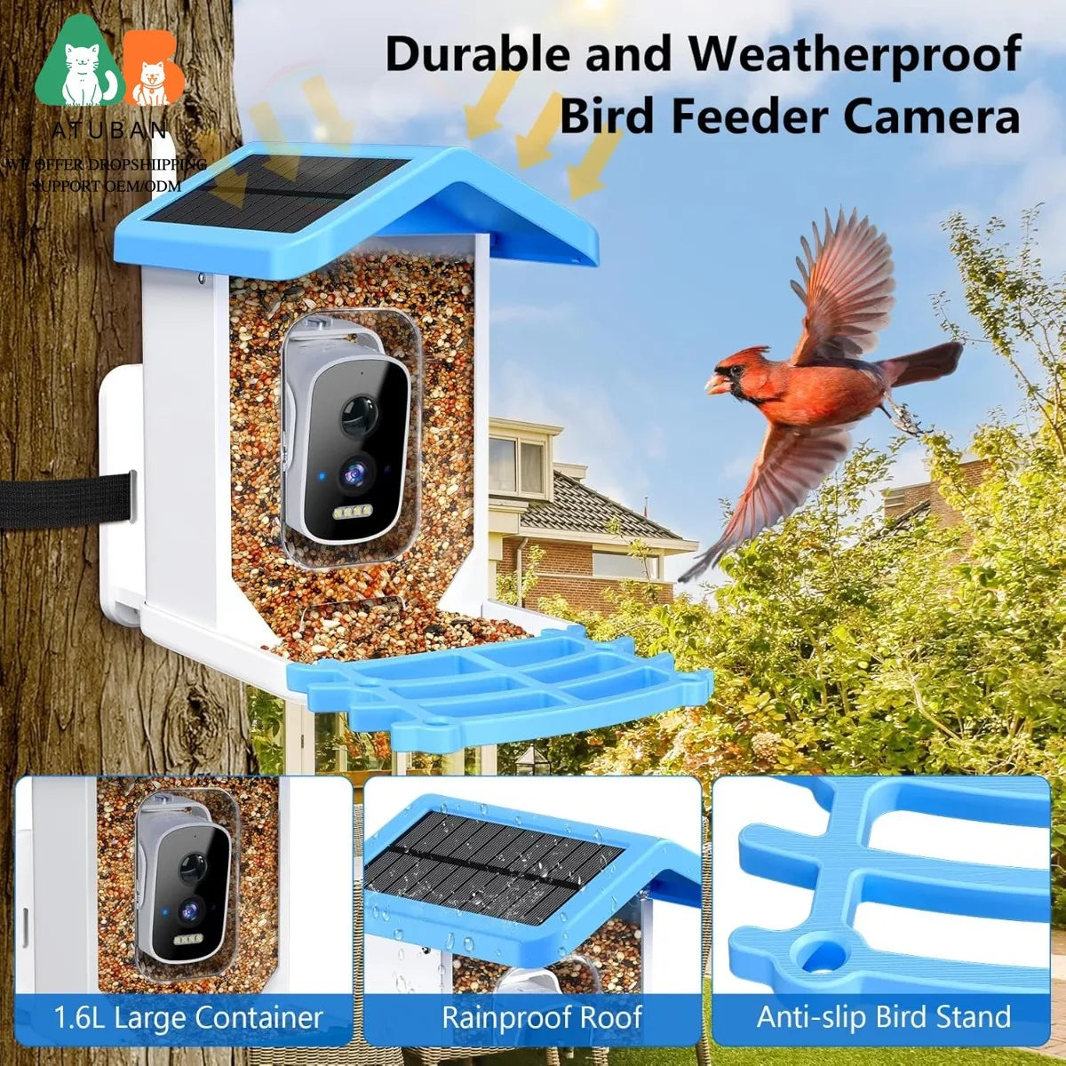 ATUBAN Smart Bird Feeder With Camera And AI Bird Identification
