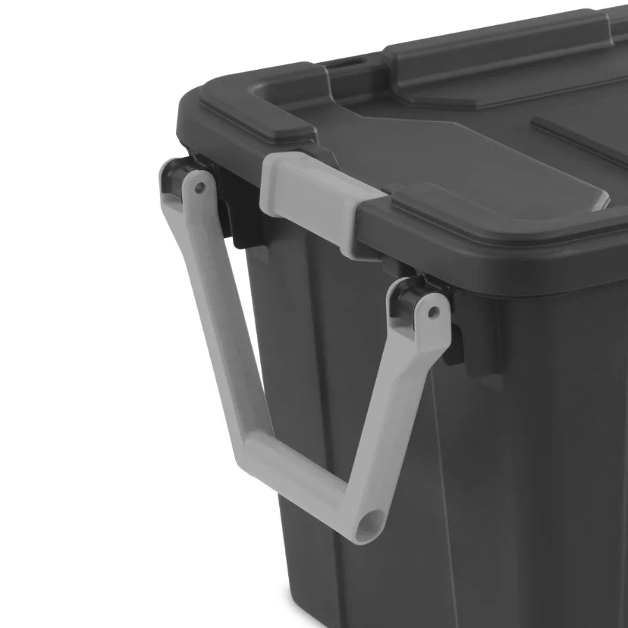 Wheeled Industrial Storage Bin With Latching Lid Heavy Duty Plastic