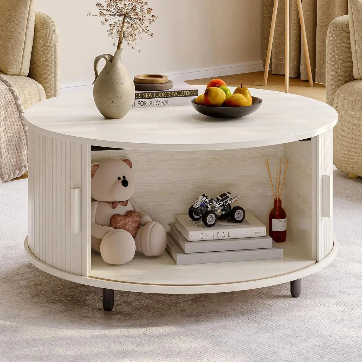 31.5" Round Coffee Table with Storage The Pet & Home Store