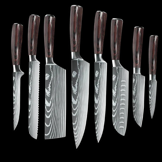 Stainless Steel Kitchen Knife Set Santoku Cleaver For Chefs