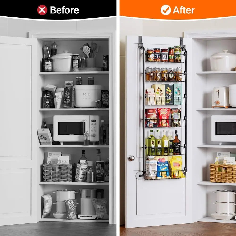 Over The Door Pantry Organizer 6 Tier Metal Door Storage