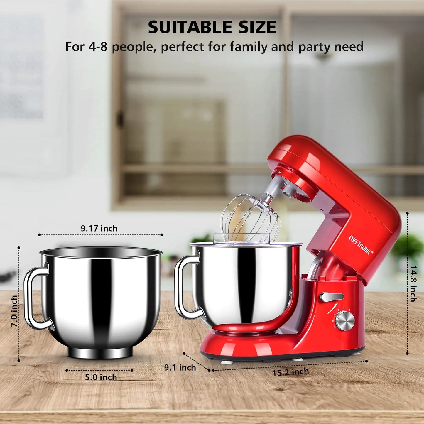 Cheftronic Stand Mixer 650W Tilt-Head Electric With Frother