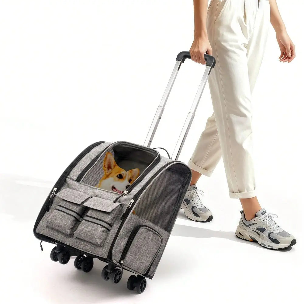 Rolling Cat Carrier With Wheels Airline Approved Pet Carrier