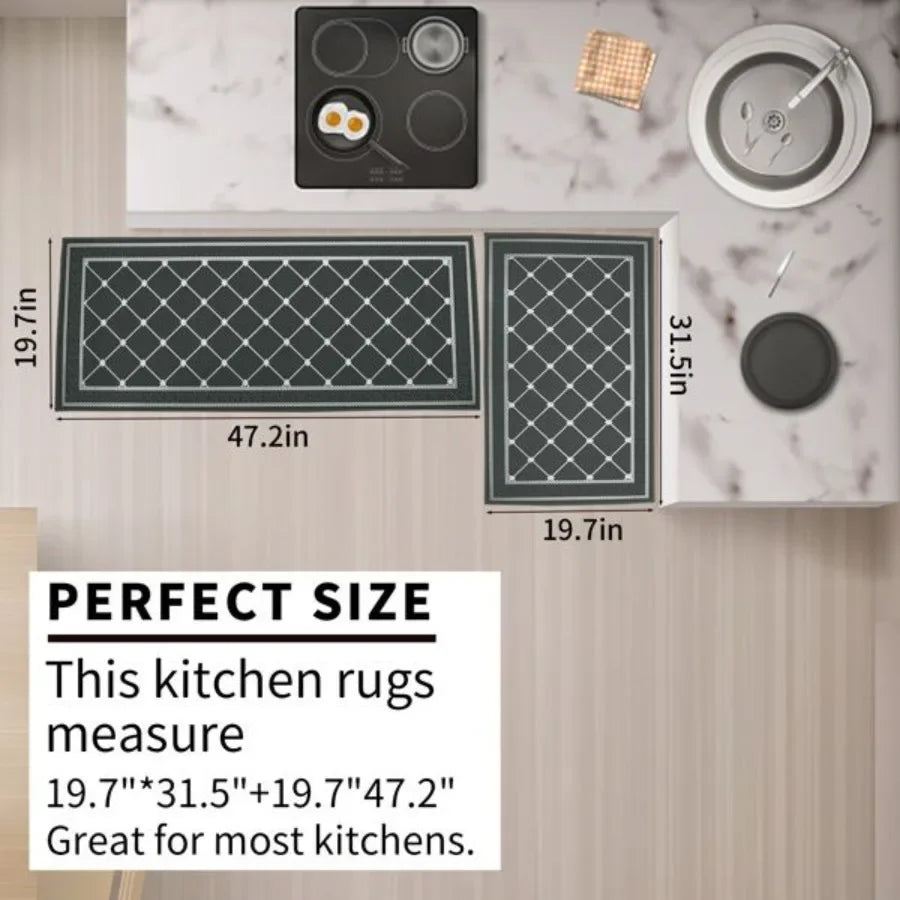 Cushioned Kitchen Mat Set Anti Slip Rug For Home Use