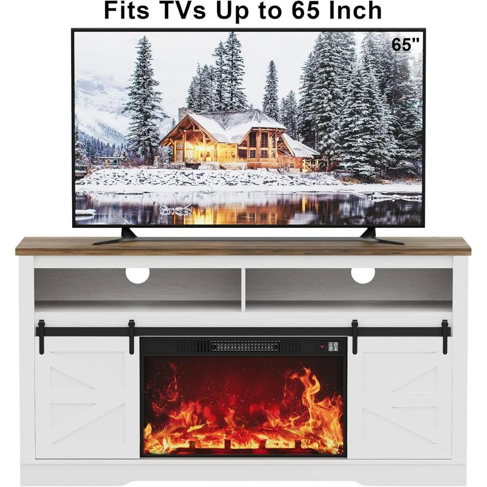 JUMMICO Fireplace TV Stand for 65+ Inch TV with 26'' Fireplace Entertainment Center with Storage Cabinet and Adjustable Shelves The Pet & Home Store
