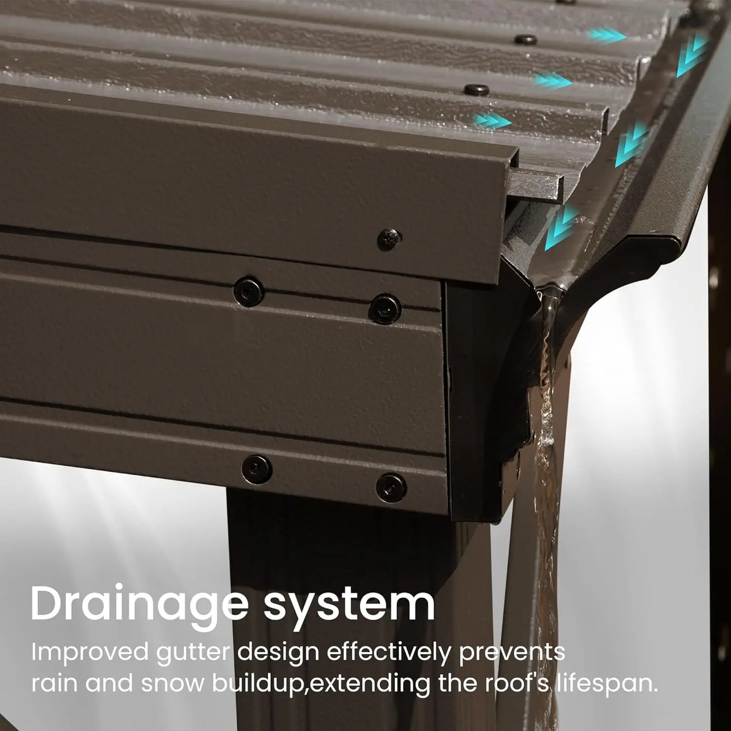 Wall Mounted Lean To Gazebo Pergola With Galvanized Steel Roof