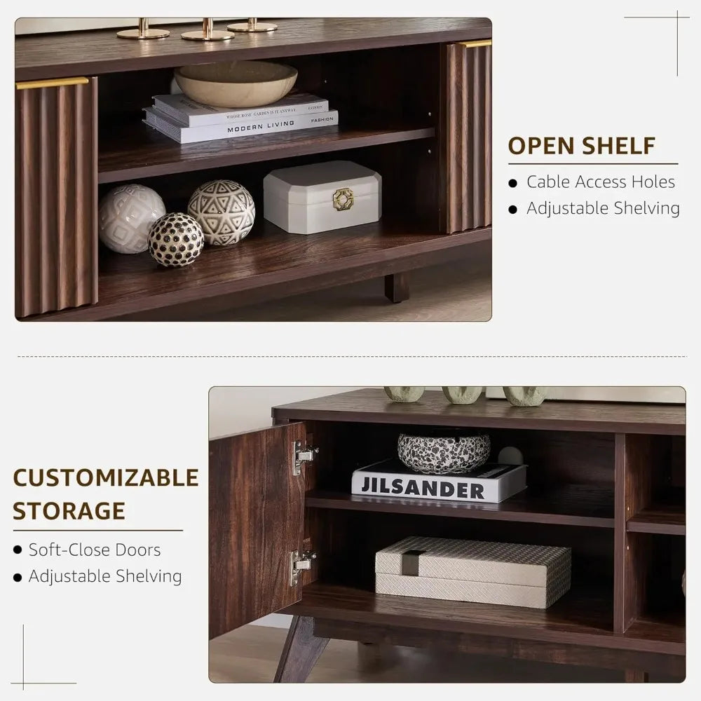 Guangbai Mid Century Modern Fluted TV Stand Entertainment Center