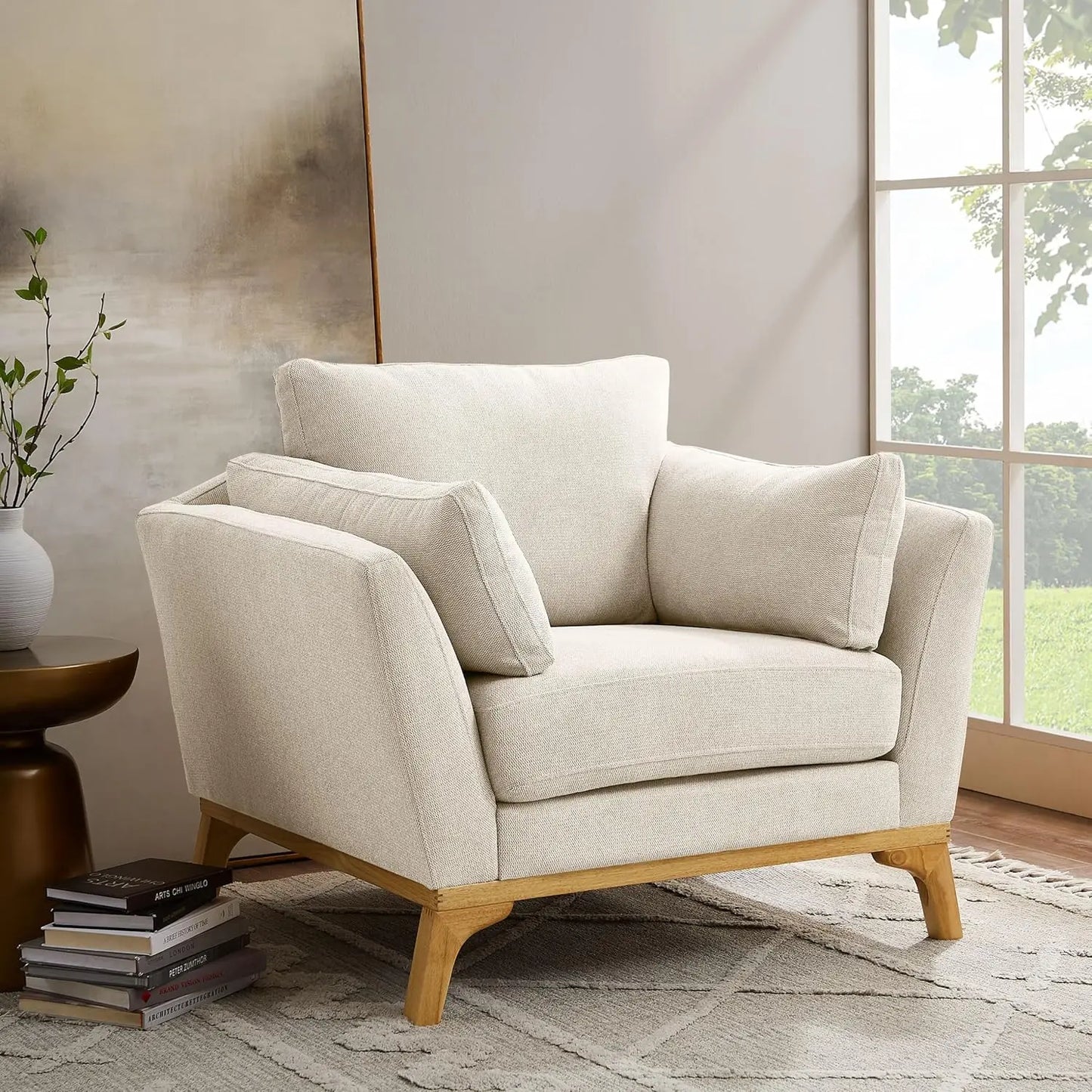 Boucle Upholstered Accent Chair For Living Room And Bedroom