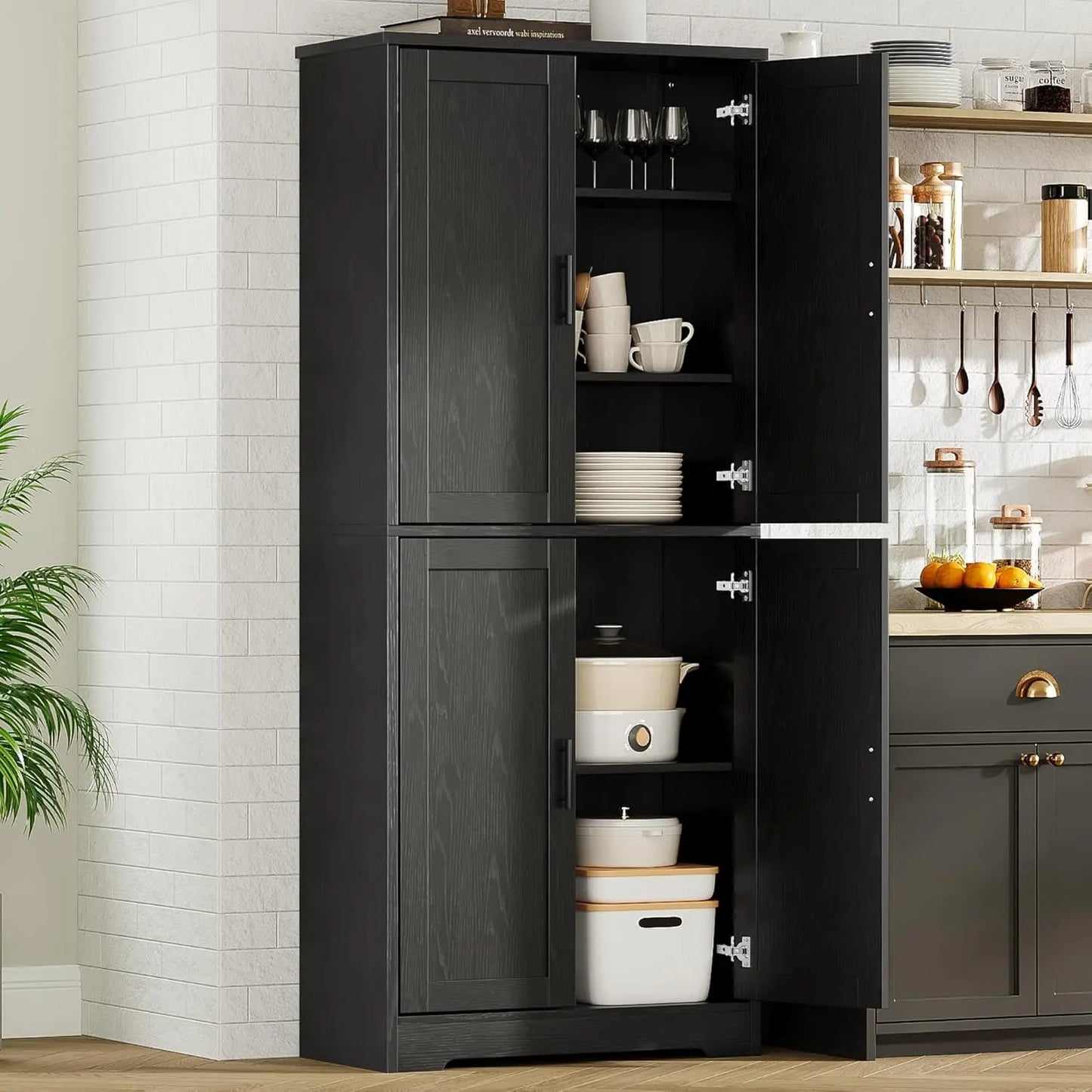 Studyset Kitchen Pantry Cabinet Freestanding Storage With Doors Shelves
