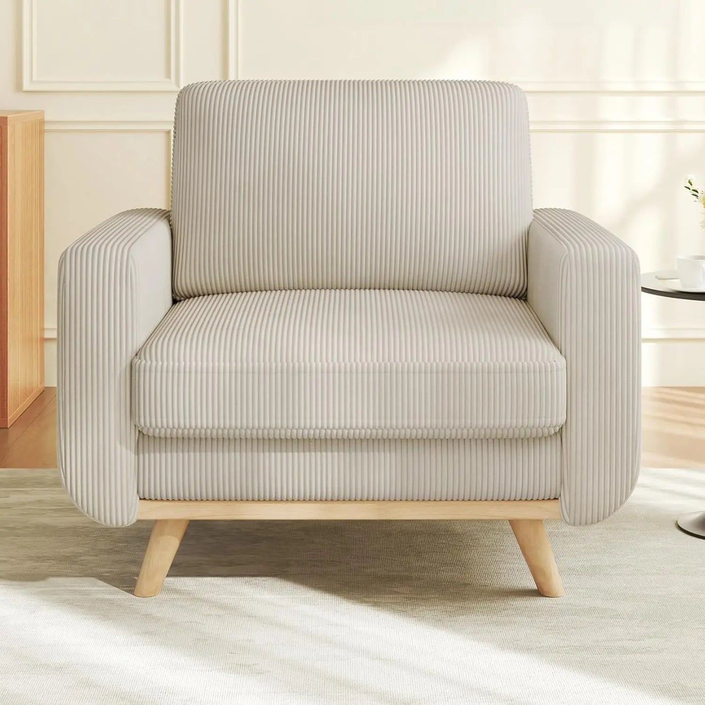 Corduroy L-Shape Modular Sofa With Movable Ottoman Sectional