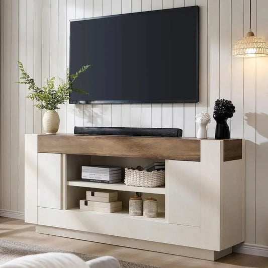 ern 70" TV Stand, Entertainment Center or TVs Up to 80", Media ole with Large Open Storage & Side Cabi, Thick Wood Design or Liv The Pet & Home Store