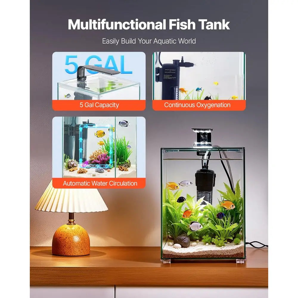 XMSJ Smart Fish Tank Aquarium Self-Cleaning System With 3-Color Lighting