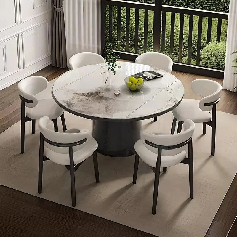 Luxury Modern Extendable Foldable Round Marble Stone Wooden Dining Table Chair Set, 4, 6 8 Seaters Living Room Furniture Designs The Pet & Home Store