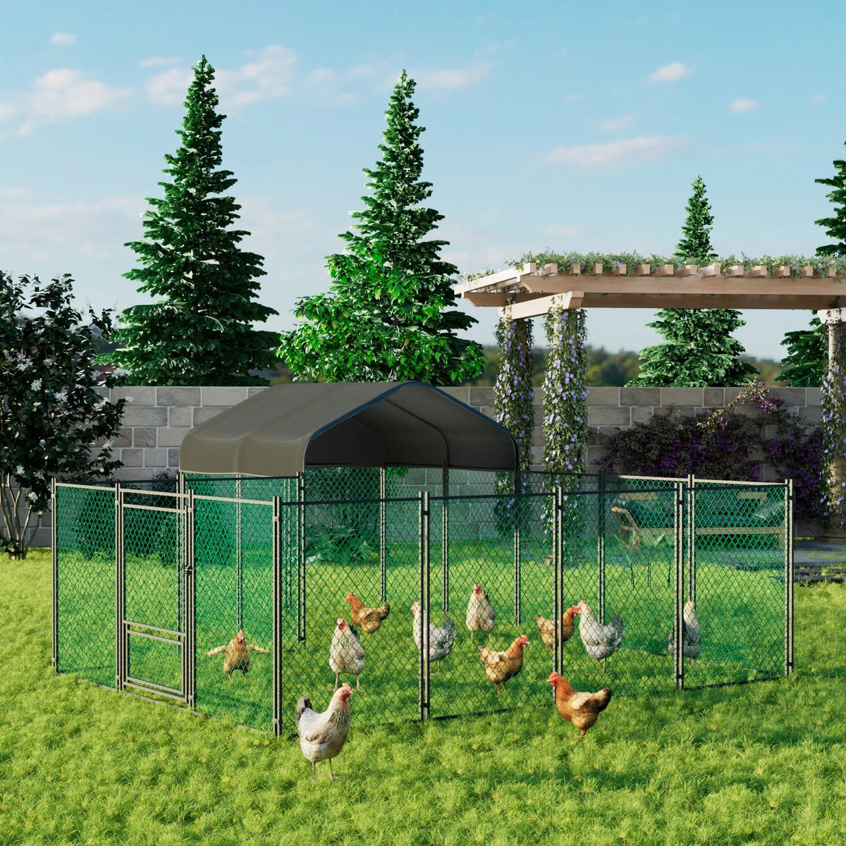 Chicken Coop Run Pen With Cover Outdoor Iron Portable Cage The Pet & Home Store