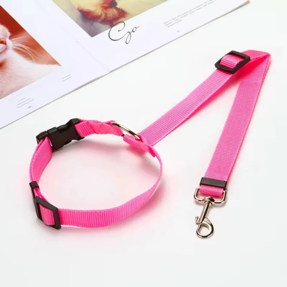 Nylon Two-In-One Pet Car Seat Belt And Leash Adjustable Harness