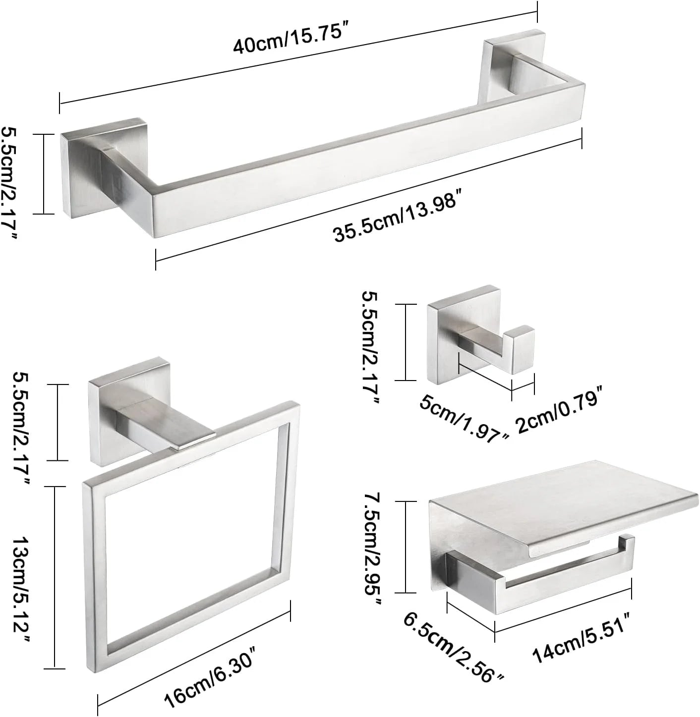 DQOK Brushed Stainless Bathroom Hardware Set With Accessories