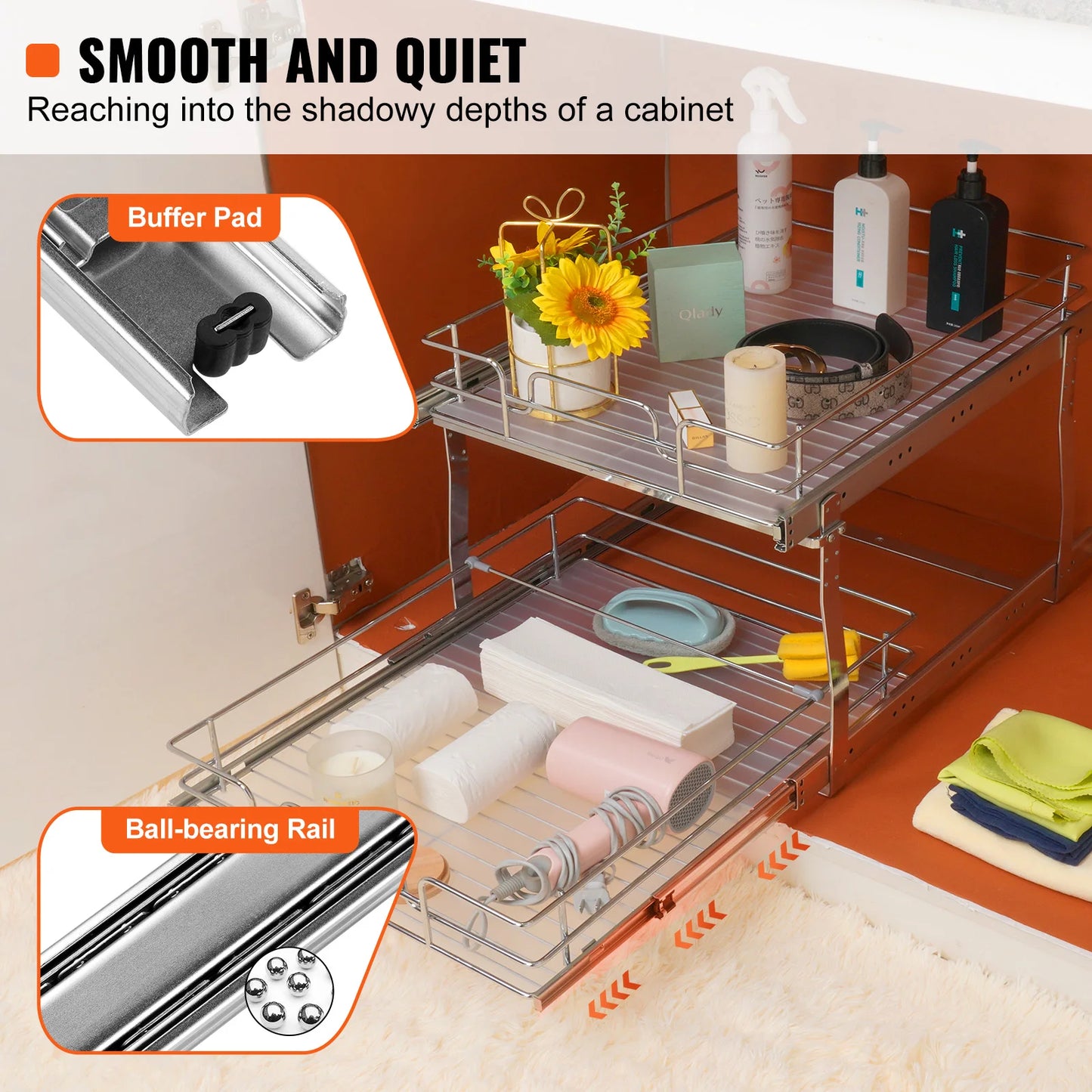 SucceBuy Pull Out Cabinet Organizer With Sliding Drawers