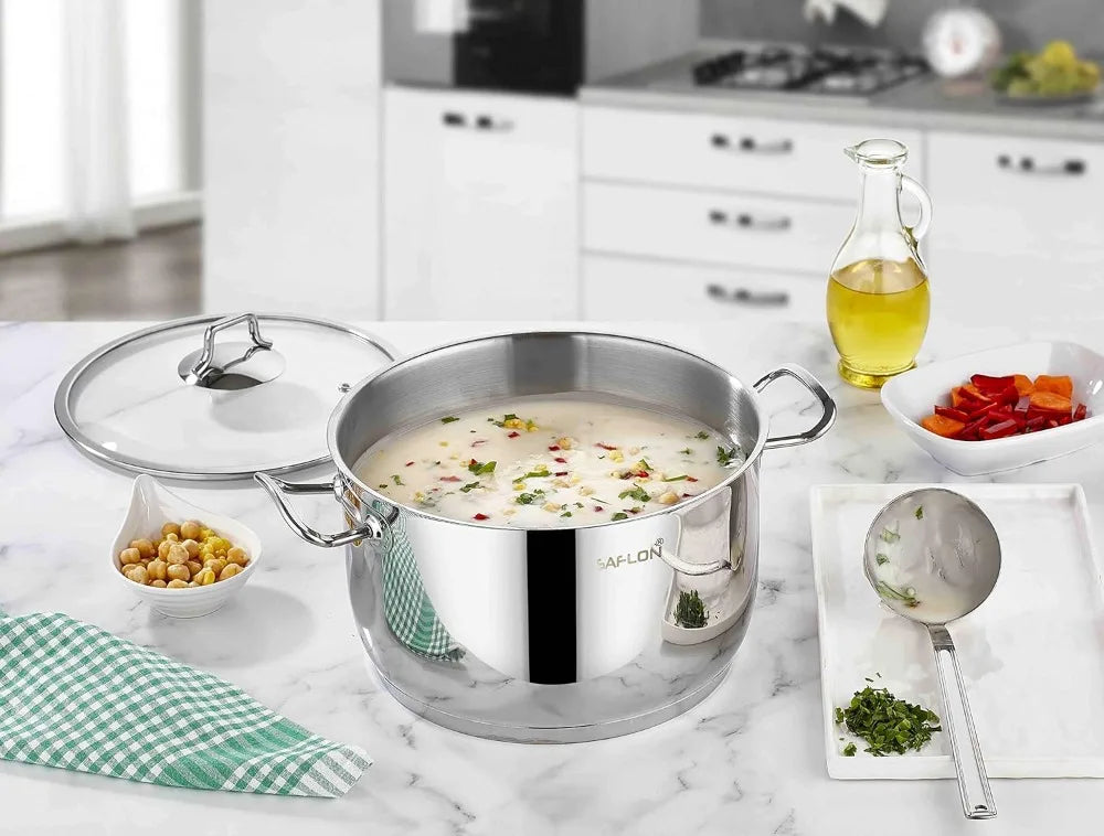 Stainless Steel Tri-Ply Stock Pot With Glass Lid Induction Ready