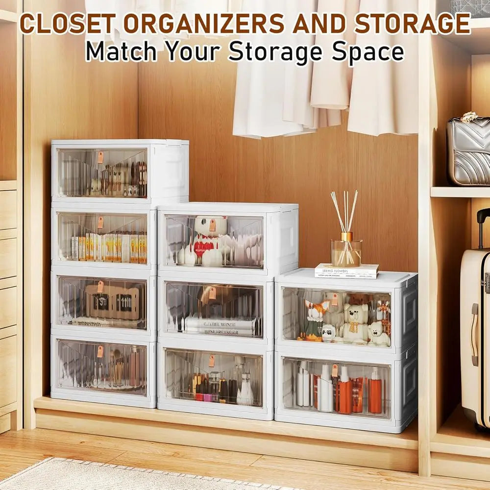 4 Tier Storage Bins With Lids Stackable Organizers With Wheels