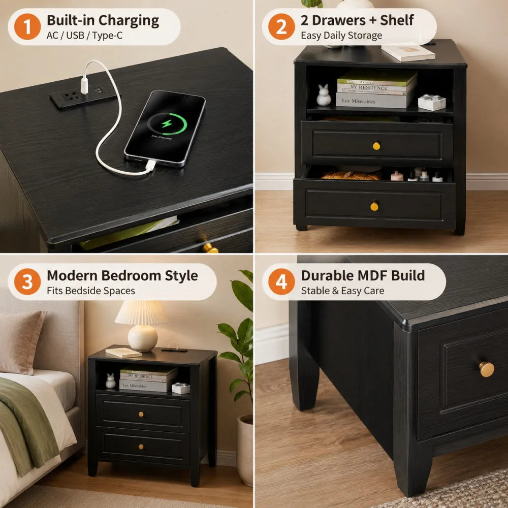 Nightstand with Charging Station The Pet & Home Store