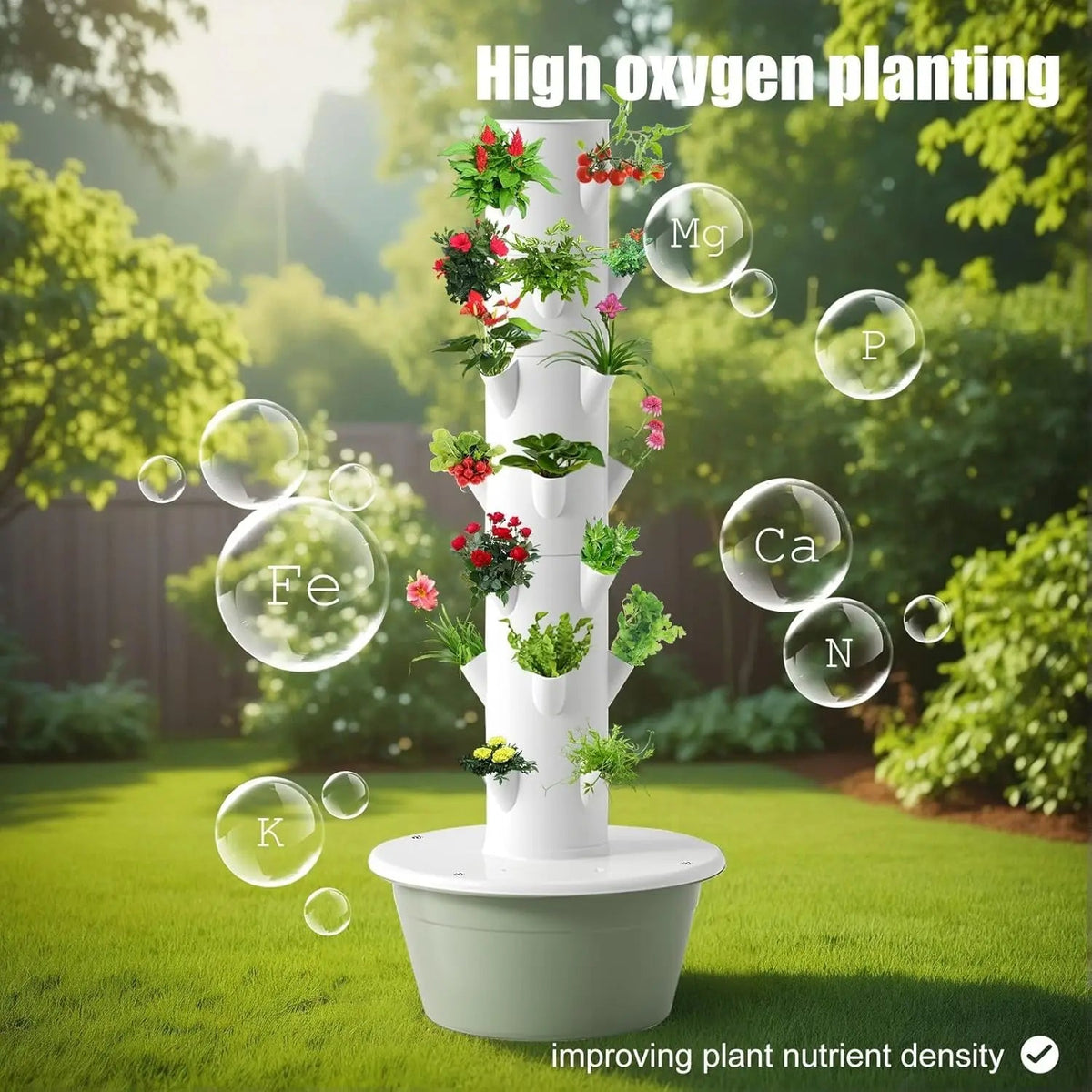 Hydroponic Tower Growing Kit System with 4 LED Grow Lights, 7 Layer 28-Pot Planter The Pet & Home Store