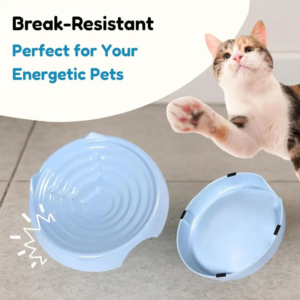 Whisker Friendly Cat Food Bowl for Indoor Cats Shallow Wide Dish Relieves Whisker Fatigue Non Slip Pet Bowl for Wet and Dry Food Ceramic Style Melamine Feeder with Non Skid Ring for Kittens and Adult Cats Easy Clean Blue The Pet & Home Store