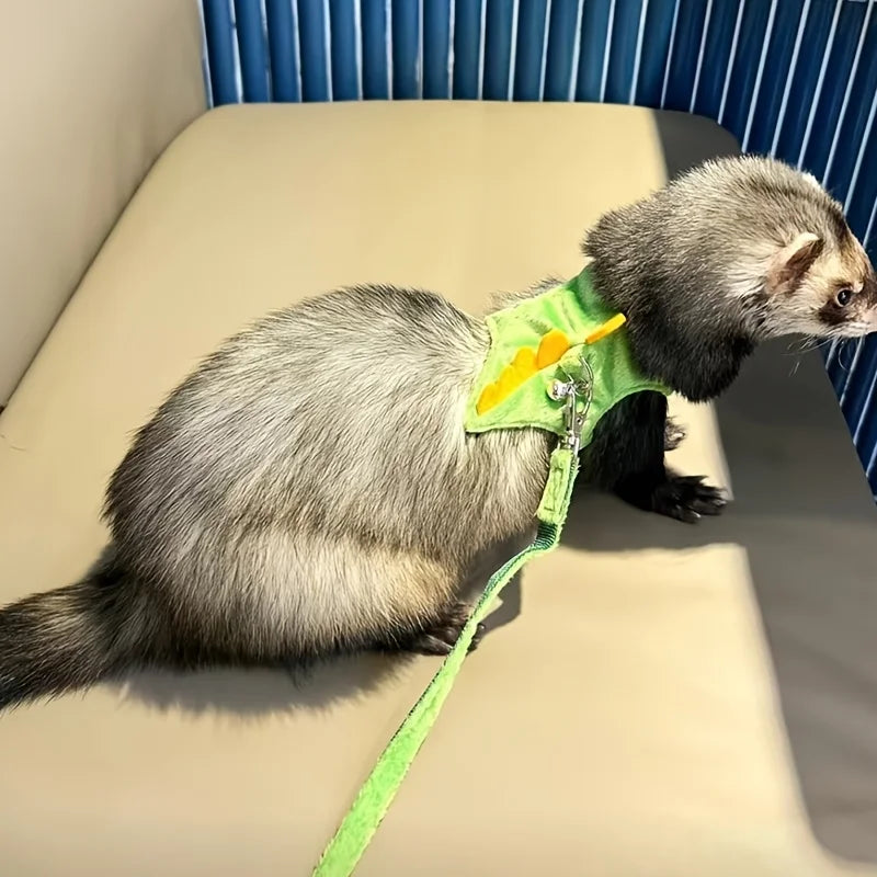 Ferret Harness And Leash Set Dinosaur Vest With Bell