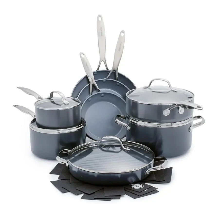 Valencia Pro Ceramic Nonstick 16 Piece Cookware Set Induction Ready