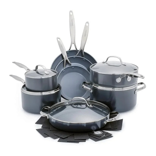 Valencia Pro Ceramic Nonstick 16 Piece Cookware Set Induction Ready