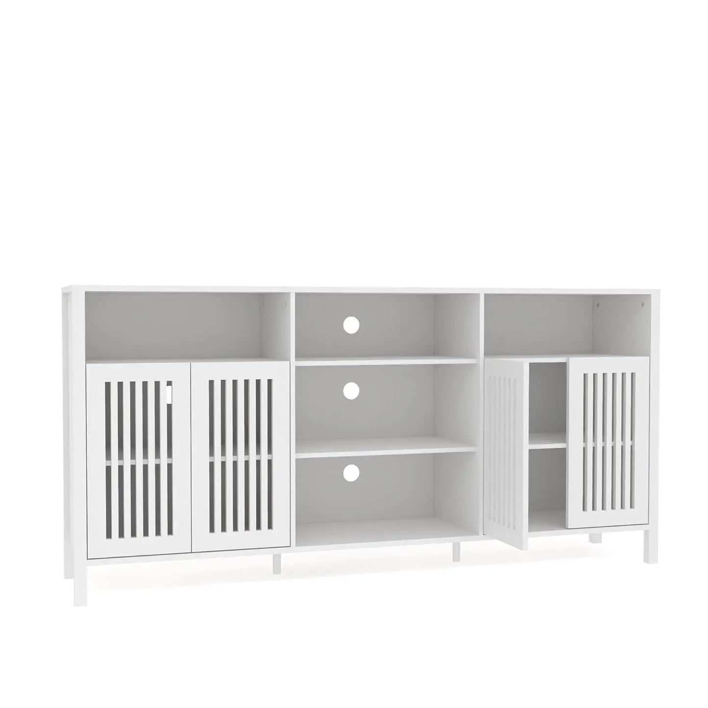 Farmhouse TV Stand Bookshelf And Storage Cabinet For Living Room