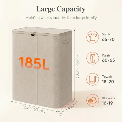 Foldable Laundry Hamper With Hinged Lid And Three Removable Liners