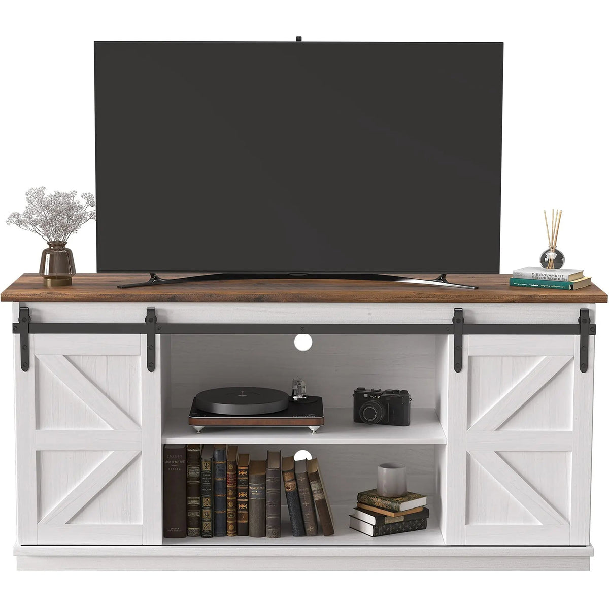 JUMMICO Fireplace TV Stand for 65+ Inch TV with 26'' Fireplace Entertainment Center with Storage Cabinet and Adjustable Shelves The Pet & Home Store