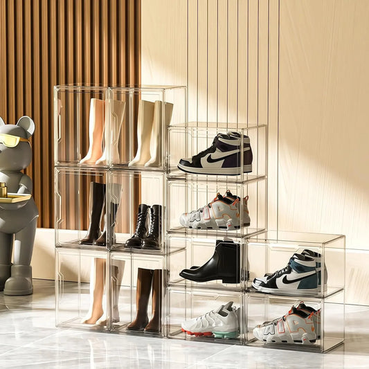 Magnetic Acrylic Clear Shoe Boxes 360 Degree Stackable Sneaker Display