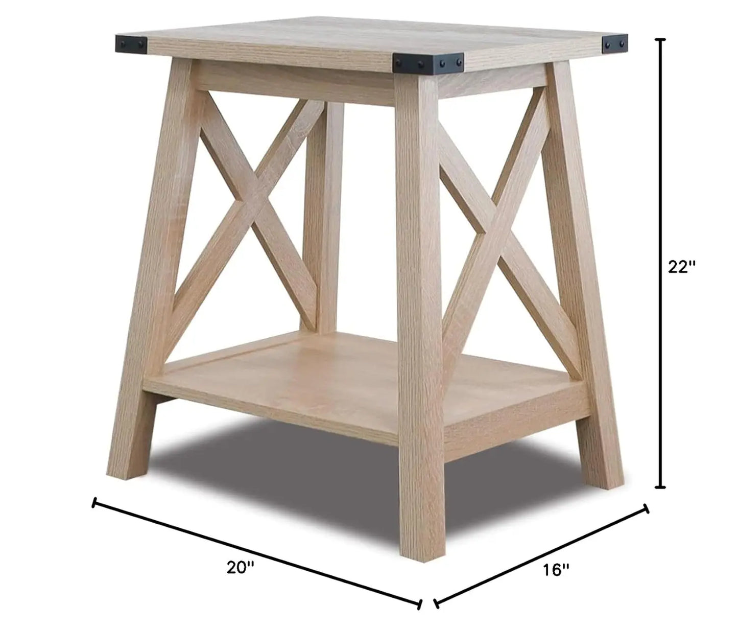 End Table For Living Room Wood Nightstand With Two-Tier Storage