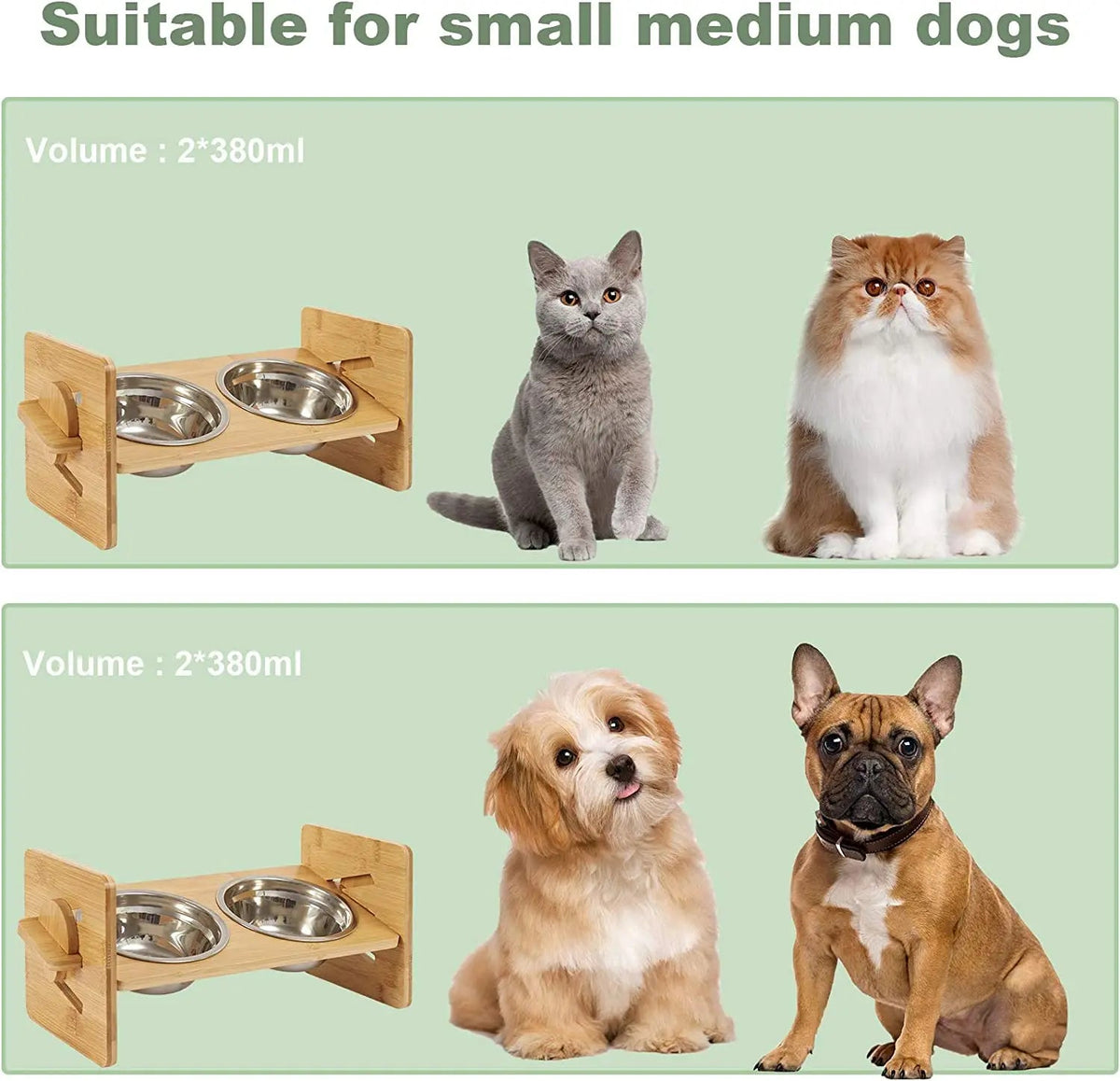 Adjustable Wooden Cat Stand With Dual Stainless Steel Bowls The Pet & Home Store
