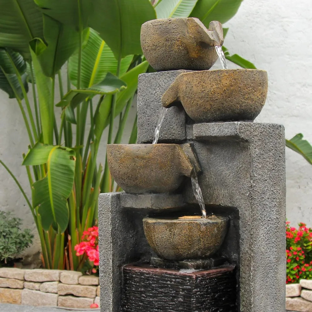 YZM 5-Tier Outdoor Water Fountain Garden Cascading Led Lights