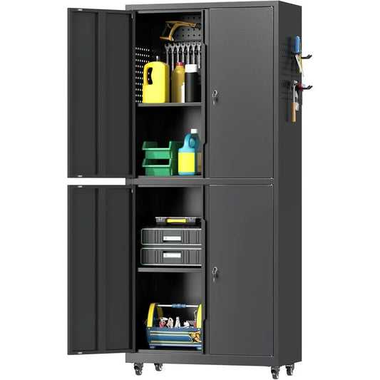 Ticify Heavy-Duty Metal Tool Cabinet With Lock And Wheels